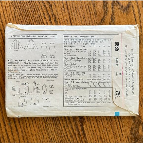 Vintage 1960s Simplicity 6685 Sewing Pattern Womens Small Business Suit COMPLETE - Picture 2 of 2